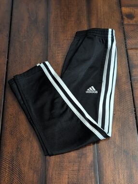 adidas Kids Black Joggers with White Side Stripes Size 6